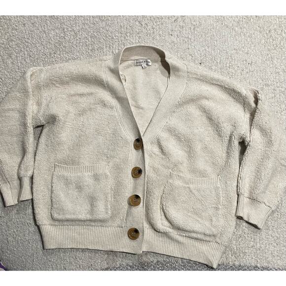 Moon River Oversized Button Up Sweater Womens Size Xs Cardigan Chunky Oatmeal - Picture 1 of 11